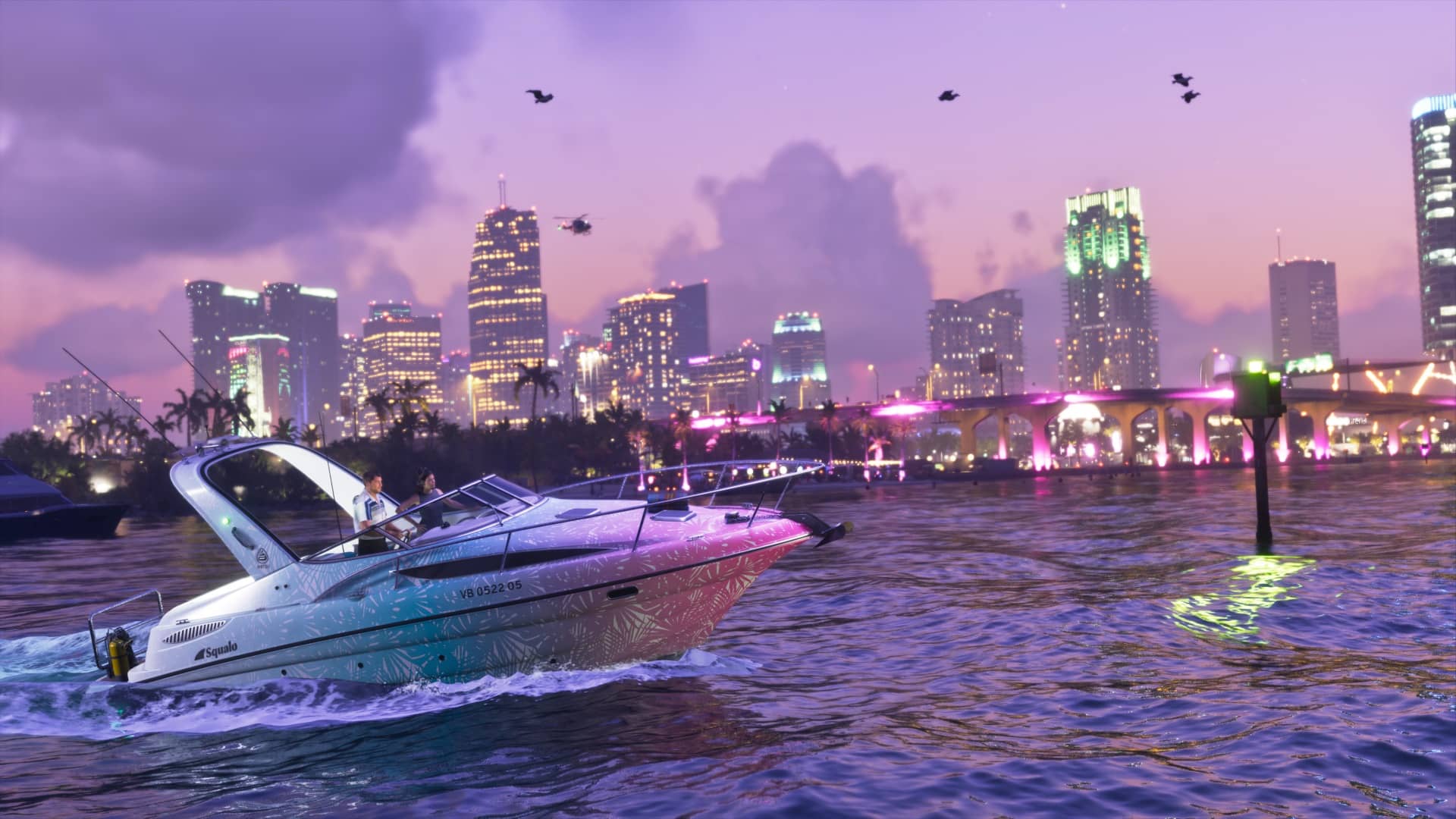 Pink-and-blue Shitzu Squalo watercraft docked at Washington Beach, a confirmed GTA VI Ultimate Edition ride. Pink-and-blue Shitzu Squalo watercraft docked at Washington Beach, a confirmed GTA VI Ultimate Edition ride.